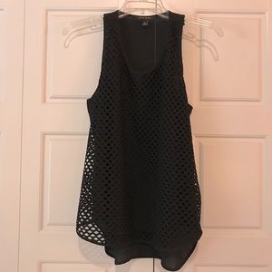 Black Tank Blouse with Overlay